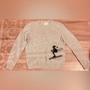 JUMPER 1234 Women's Ski Crew Sweater Gray Ski Pattern Size Small